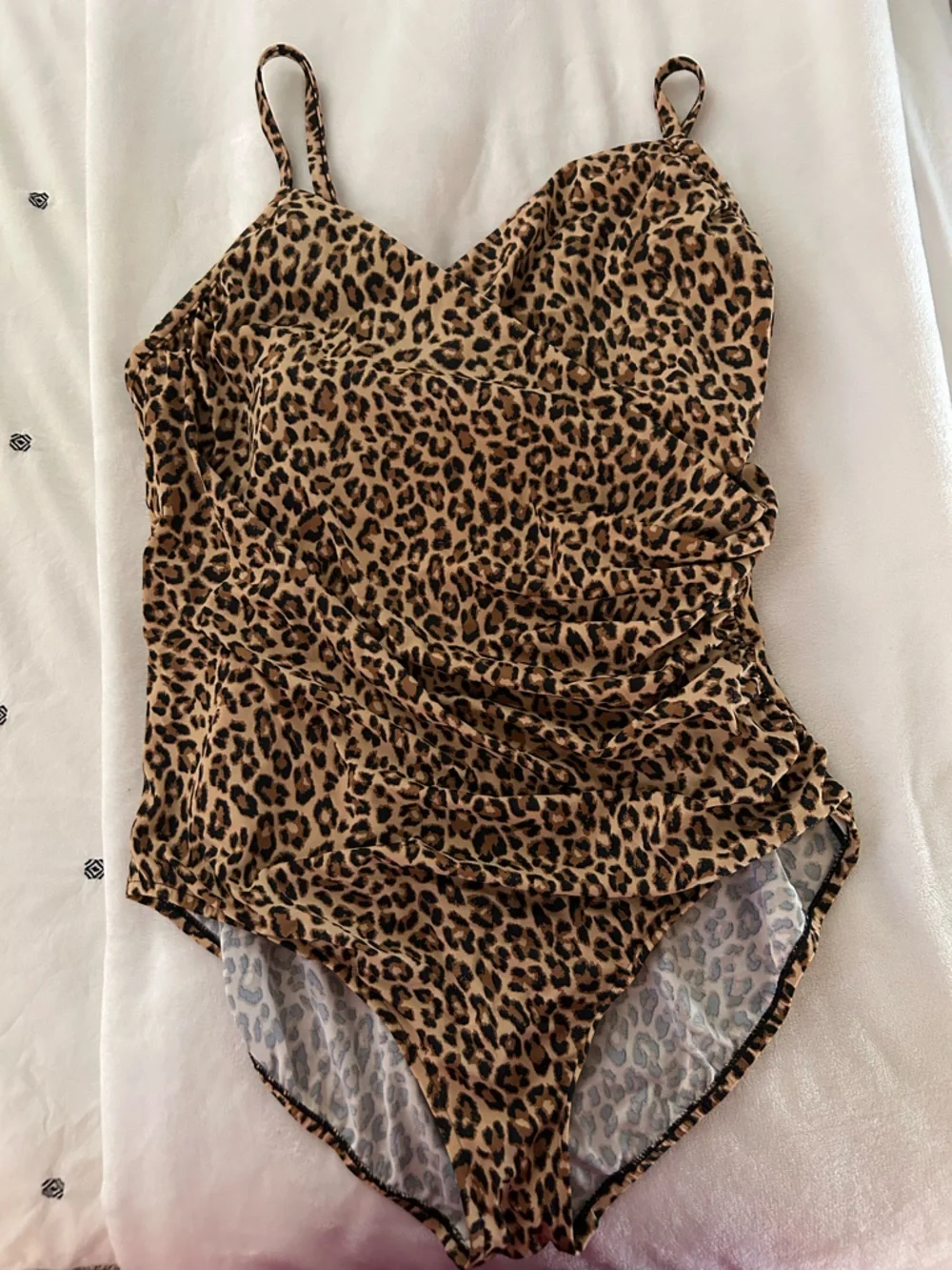 Aqua Green Leopard Print One-Piece Swimsuit in Tan and Black